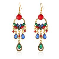 Fashion Long Earrings Flower-shaped Diamond Ethnic Style Alloy Earrings sku image 8