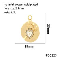 1 Piece 25*15mm Copper Zircon 18K Gold Plated Geometric Devil's Eye Heart Shape Pendant Chain sku image 4