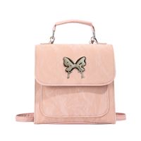 Women's Medium Pu Leather Solid Color Butterfly Classic Style Streetwear Flip Cover Fashion Backpack sku image 2