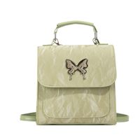 Women's Medium Pu Leather Solid Color Butterfly Classic Style Streetwear Flip Cover Fashion Backpack sku image 3