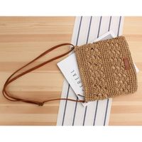 Unisex Small Paper String Solid Color Streetwear Zipper Straw Bag main image 2