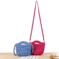 Unisex Small Cotton Rope Solid Color Streetwear Magnetic Buckle Straw Bag main image 1