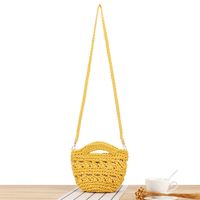 Unisex Small Cotton Rope Solid Color Streetwear Magnetic Buckle Straw Bag sku image 2