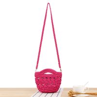 Unisex Small Cotton Rope Solid Color Streetwear Magnetic Buckle Straw Bag sku image 1