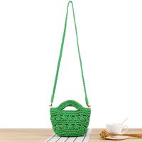 Unisex Small Cotton Rope Solid Color Streetwear Magnetic Buckle Straw Bag sku image 3