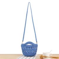 Unisex Small Cotton Rope Solid Color Streetwear Magnetic Buckle Straw Bag sku image 4