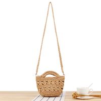 Unisex Small Cotton Rope Solid Color Streetwear Magnetic Buckle Straw Bag sku image 7
