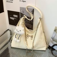 Frau Mittel Pu-Leder Einfarbig Bogenknoten Basic Klassischer Stil Reißverschluss Schultertasche main image 5