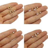 1 Piece Ear Cartilage Rings & Studs Sweet Simple Style Star Moon Heart Shape 316 Stainless Steel  Copper Hollow Out Inlay Rhinestones Glass Zircon Gold Plated Ear Cartilage Rings & Studs main image 10