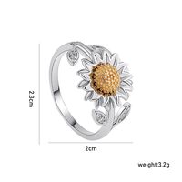 Wholesale Elegant Lady Flower Copper Plating Inlay White Gold Plated Zircon Open Rings sku image 1
