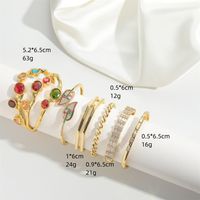 Copper 14K Gold Plated Vintage Style Simple Style Commute Inlay Leaves Zircon Bangle main image 2