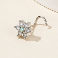 1 Piece Nose Rings & Studs Simple Style Classic Style Commute Flower 304 Stainless Steel Inlay Zircon Nose Rings & Studs main image 1