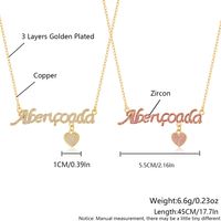 Copper Gold Plated Simple Style Korean Style Plating Inlay Letter Heart Shape Zircon Pendant Necklace main image 2