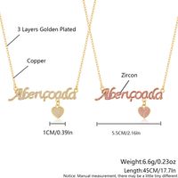 Kupfer Vergoldet Einfacher Stil Koreanische Art Überzug Inlay Brief Herzform Zirkon Halskette Mit Anhänger main image 2