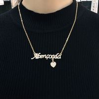 Copper Gold Plated Simple Style Korean Style Plating Inlay Letter Heart Shape Zircon Pendant Necklace main image 8