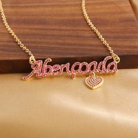 Copper Gold Plated Simple Style Korean Style Plating Inlay Letter Heart Shape Zircon Pendant Necklace main image 3
