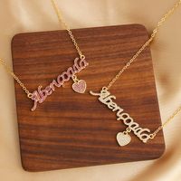 Copper Gold Plated Simple Style Korean Style Plating Inlay Letter Heart Shape Zircon Pendant Necklace main image 1
