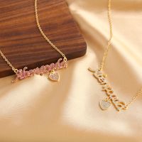 Kupfer Vergoldet Einfacher Stil Koreanische Art Überzug Inlay Brief Herzform Zirkon Halskette Mit Anhänger main image 7