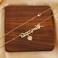 Copper Gold Plated Simple Style Korean Style Plating Inlay Letter Heart Shape Zircon Pendant Necklace main image 5