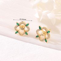 1 Paire Style Simple Fleur Incruster Le Cuivre Strass Boucles D'Oreilles sku image 4