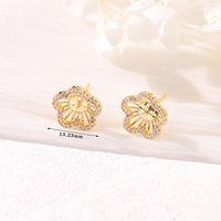 1 Par Estilo Simple Flor Embutido Cobre Diamantes De Imitación Pendientes sku image 3