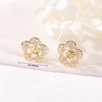 1 Par Estilo Simple Flor Embutido Cobre Diamantes De Imitación Pendientes sku image 5