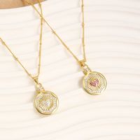 Copper Gold Plated Basic Simple Style Plating Inlay Round Heart Shape Zircon Pendant Necklace main image 1