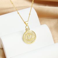 Copper Gold Plated Basic Simple Style Plating Inlay Round Heart Shape Zircon Pendant Necklace main image 5