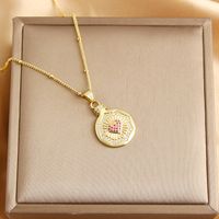 Copper Gold Plated Basic Simple Style Plating Inlay Round Heart Shape Zircon Pendant Necklace main image 4