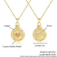 Copper Gold Plated Basic Simple Style Plating Inlay Round Heart Shape Zircon Pendant Necklace main image 2