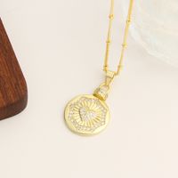 Copper Gold Plated Basic Simple Style Plating Inlay Round Heart Shape Zircon Pendant Necklace main image 7