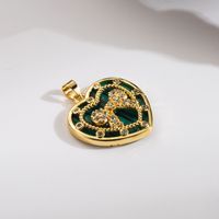 1 Pièce 22.3*22.9mm Trou 3~3.9mm Le Cuivre Zircon Plaqué Or 18K Forme De Cœur Noeud D'Arc Pendentif sku image 6