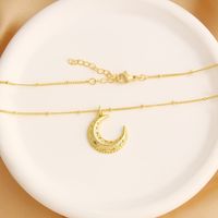 Copper 18K Gold Plated Basic Simple Style Commute Plating Inlay Dog Moon Bottle Zircon Pendant Necklace main image 6