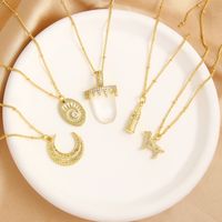Copper 18K Gold Plated Basic Simple Style Commute Plating Inlay Dog Moon Bottle Zircon Pendant Necklace main image 9