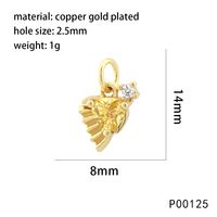 1 Piece 15*9mm Copper Zircon 18K Gold Plated Starfish Hippocampus Pendant Chain sku image 7