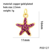 1 Piece 15*9mm Copper Zircon 18K Gold Plated Starfish Hippocampus Pendant Chain sku image 8