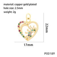 1 Piece 22*7mm Copper Zircon 18K Gold Plated Letter Heart Shape Life Tree Pendant Chain sku image 7