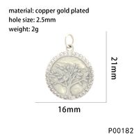 1 Piece 22*7mm Copper Zircon 18K Gold Plated Letter Heart Shape Life Tree Pendant Chain sku image 5
