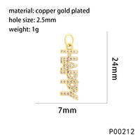 1 Piece 22*7mm Copper Zircon 18K Gold Plated Letter Heart Shape Life Tree Pendant Chain sku image 3