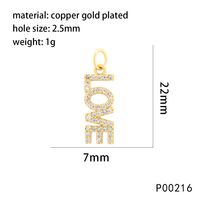 1 Piece 22*7mm Copper Zircon 18K Gold Plated Letter Heart Shape Life Tree Pendant Chain sku image 4
