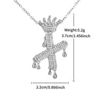 Copper Platinum Plated XUPING Simple Style Commute Plating Inlay Letter Artificial Gemstones Pendant Necklace sku image 24
