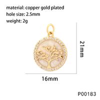 1 Piece 22*7mm Copper Zircon 18K Gold Plated Letter Heart Shape Life Tree Pendant Chain sku image 6
