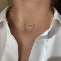 304 Stainless Steel 18K Gold Plated Vintage Style Simple Style Commute Knot Necklace main image 4