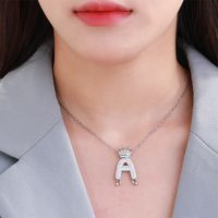 Copper Platinum Plated XUPING Simple Style Commute Plating Inlay Letter Artificial Gemstones Pendant Necklace main image 3