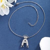 Copper Platinum Plated XUPING Simple Style Commute Plating Inlay Letter Artificial Gemstones Pendant Necklace main image 4