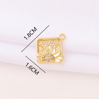 1 Piece 18*16mm Copper Zircon 18K Gold Plated Square Flower Polished Pendant main image 2