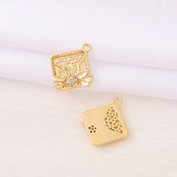 1 Piece 18*16mm Copper Zircon 18K Gold Plated Square Flower Polished Pendant main image 3