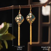 1 Pair Chinoiserie Ethnic Style Classic Style Tassel Lock Plating Inlay Copper Artificial Pearls 24K Gold Plated Drop Earrings main image 2
