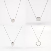 Sterling Silver White Gold Plated Elegant Solid Color Streetwear Plating Inlay Round Square Zircon Pendant Necklace main image 1