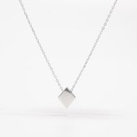 Sterling Silver White Gold Plated Elegant Solid Color Streetwear Plating Inlay Round Square Zircon Pendant Necklace main image 3